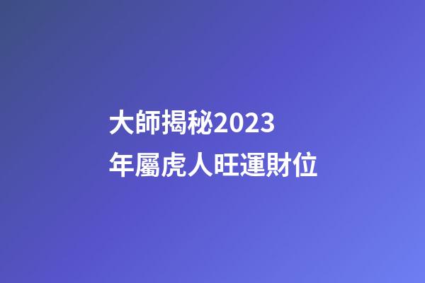 大師揭秘2023年屬虎人旺運財位