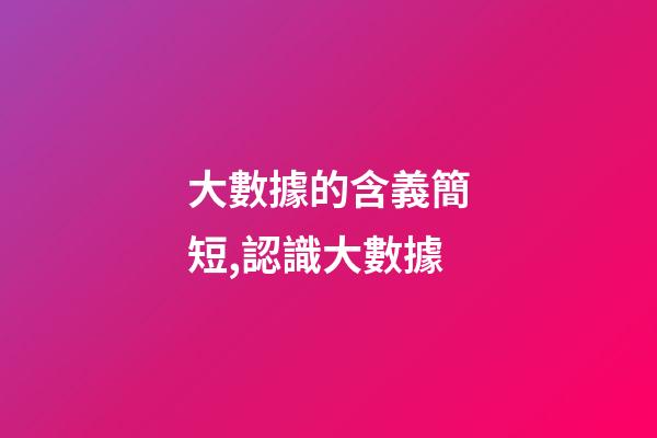 大數據的含義簡短,認識大數據-第1張-觀點-玄機派