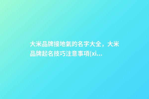 大米品牌接地氣的名字大全，大米品牌起名技巧注意事項(xiàng)？-第1張-商標(biāo)起名-玄機(jī)派