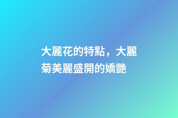 大麗花的特點，大麗菊美麗盛開的嬌艷-第1張-觀點-玄機派