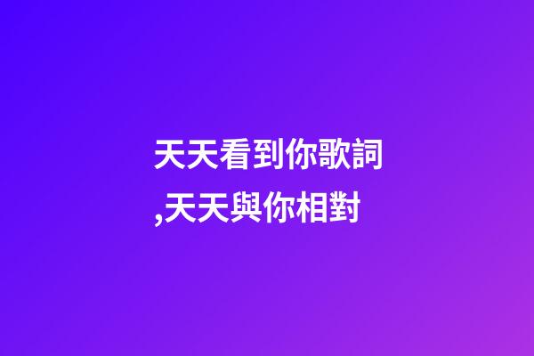 天天看到你歌詞,天天與你相對-第1張-觀點-玄機派
