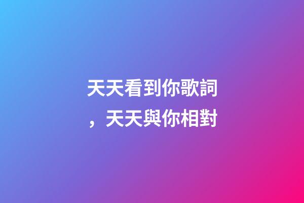 天天看到你歌詞，天天與你相對-第1張-觀點-玄機派