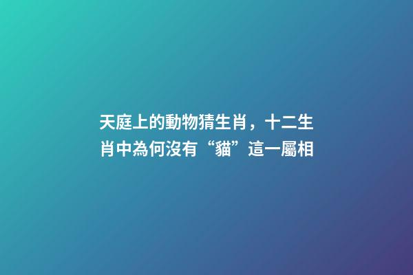 天庭上的動物猜生肖，十二生肖中為何沒有“貓”這一屬相