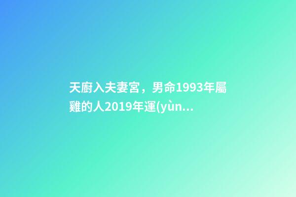 天廚入夫妻宮，男命1993年屬雞的人2019年運(yùn)程