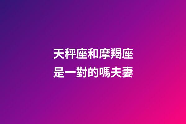 天秤座和摩羯座是一對的嗎夫妻-第1張-星座運勢-玄機派