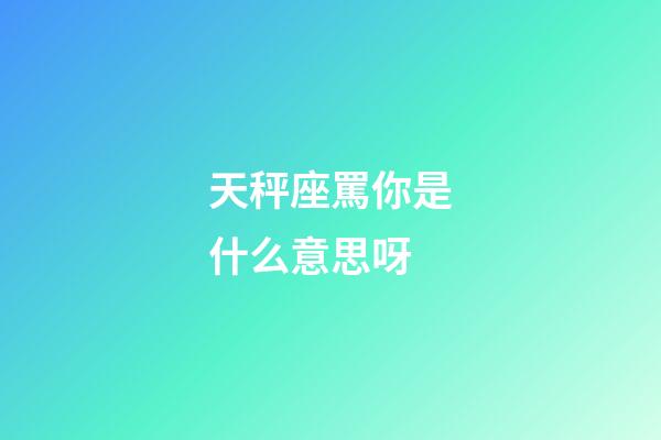 天秤座罵你是什么意思呀-第1張-星座運勢-玄機派