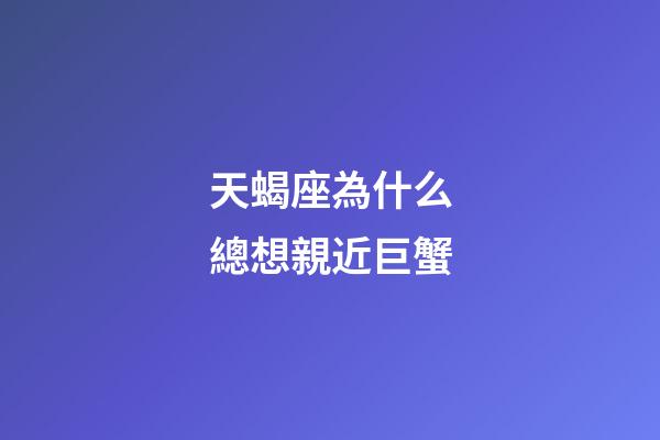 天蝎座為什么總想親近巨蟹-第1張-星座運勢-玄機派