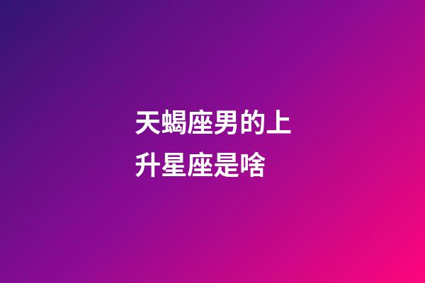 天蝎座男的上升星座是啥-第1張-星座運勢-玄機派