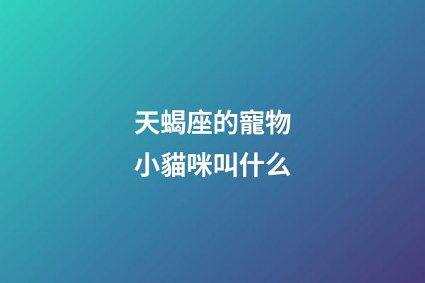 天蝎座的寵物小貓咪叫什么