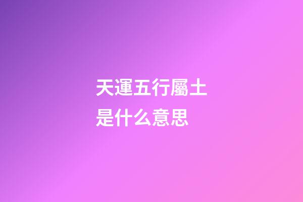 天運五行屬土是什么意思