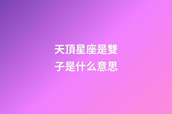 天頂星座是雙子是什么意思