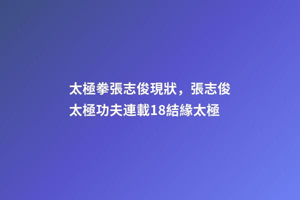 太極拳張志俊現狀，張志俊太極功夫連載18結緣太極-第1張-觀點-玄機派