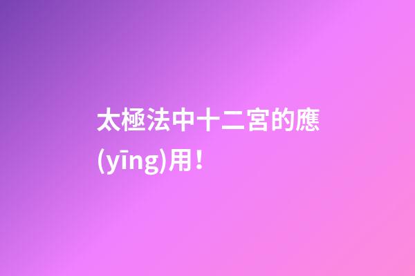 太極法中十二宮的應(yīng)用！