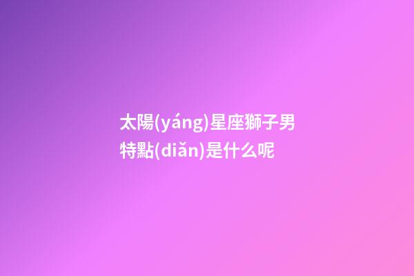 太陽(yáng)星座獅子男特點(diǎn)是什么呢-第1張-星座運(yùn)勢(shì)-玄機(jī)派