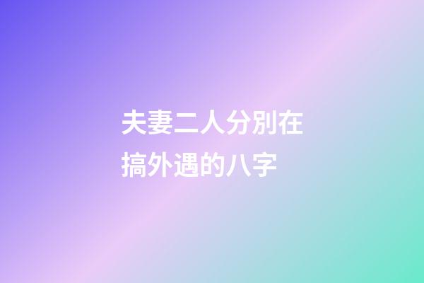 夫妻二人分別在搞外遇的八字