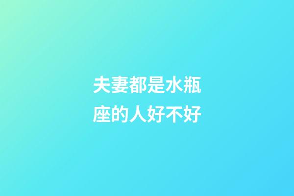 夫妻都是水瓶座的人好不好-第1張-星座運勢-玄機派
