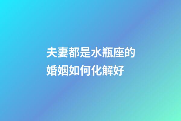夫妻都是水瓶座的婚姻如何化解好-第1張-星座運勢-玄機派