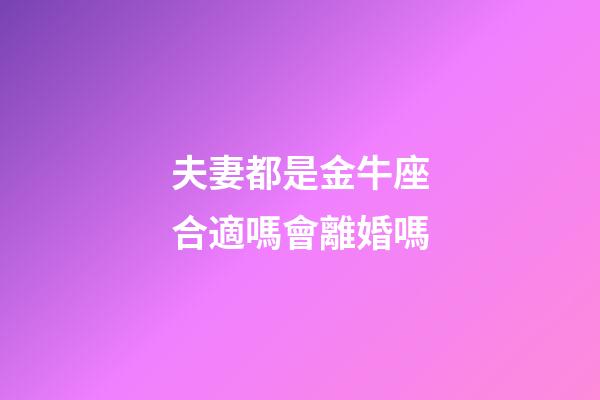 夫妻都是金牛座合適嗎會離婚嗎-第1張-星座運勢-玄機派