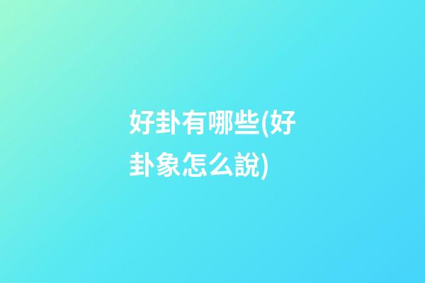 好卦有哪些(好卦象怎么說)