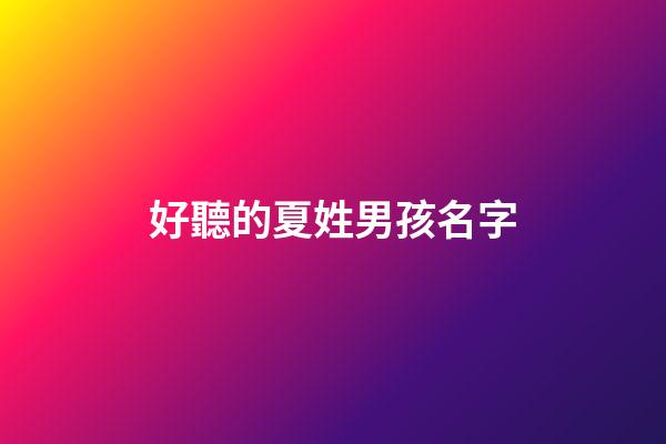 好聽的夏姓男孩名字(夏姓男孩氣質(zhì)高雅名字)-第1張-男孩起名-玄機派