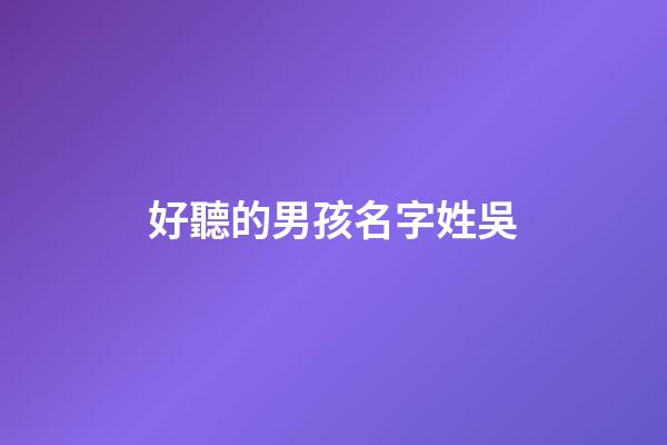 好聽的男孩名字姓吳(2023男孩名字簡單大氣姓吳)-第1張-男孩起名-玄機派