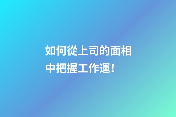 如何從上司的面相中把握工作運！