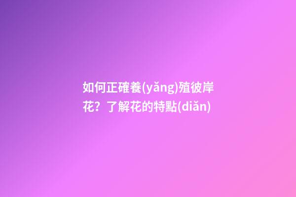 如何正確養(yǎng)殖彼岸花？了解花的特點(diǎn)