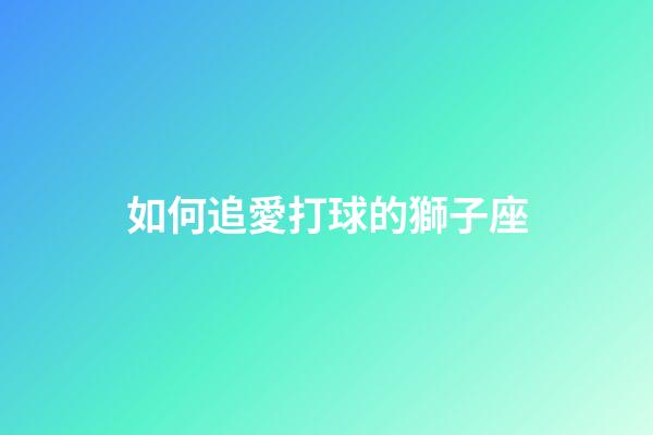 如何追愛打球的獅子座-第1張-星座運勢-玄機派