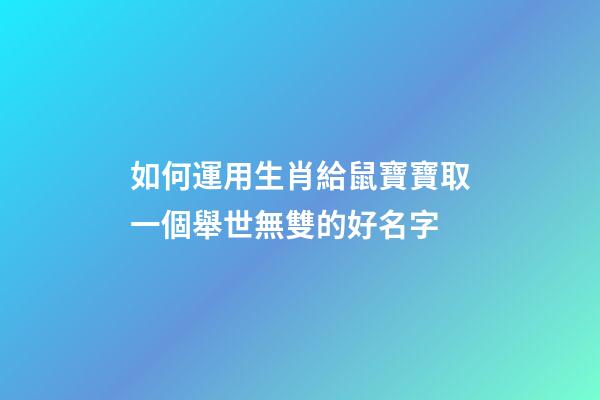 如何運用生肖給鼠寶寶取一個舉世無雙的好名字