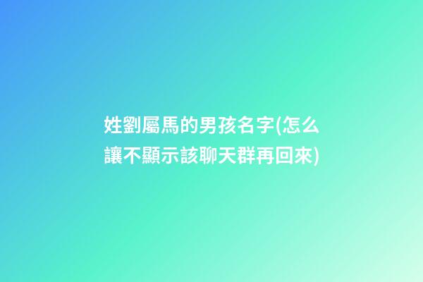 姓劉屬馬的男孩名字(怎么讓不顯示該聊天群再回來)