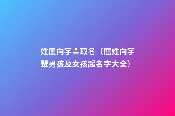 姓屈向字輩取名（屈姓向字輩男孩及女孩起名字大全）