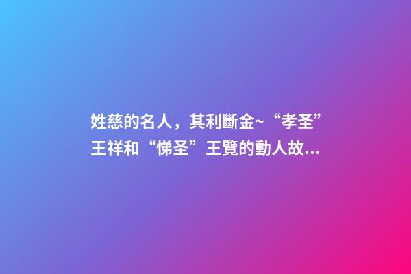 姓慈的名人，其利斷金~“孝圣”王祥和“悌圣”王覽的動人故事-第1張-觀點-玄機派