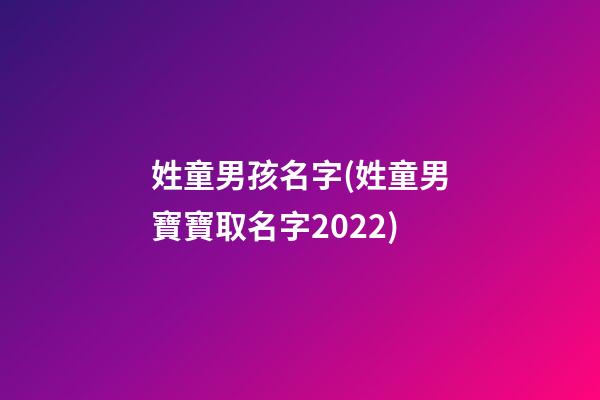 姓童男孩名字(姓童男寶寶取名字2022)