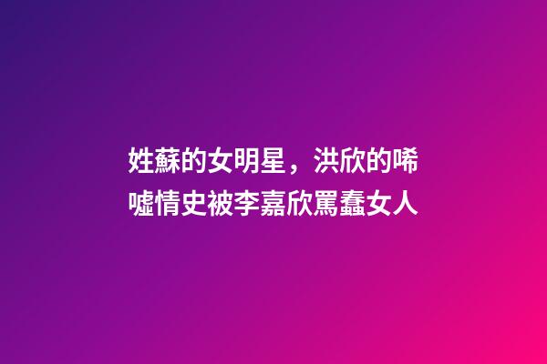 姓蘇的女明星，洪欣的唏噓情史被李嘉欣罵蠢女人-第1張-觀點(diǎn)-玄機(jī)派