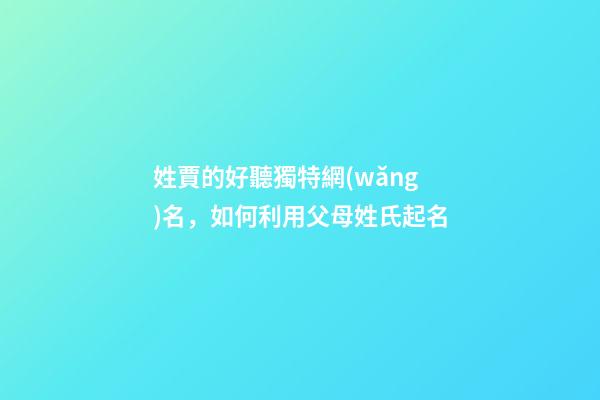 姓賈的好聽獨特網(wǎng)名，如何利用父母姓氏起名-第1張-觀點-玄機派