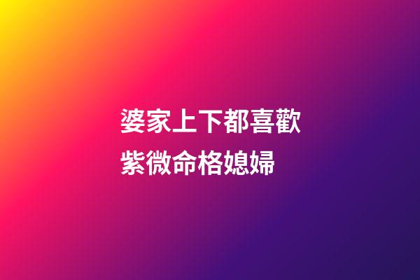 婆家上下都喜歡紫微命格媳婦