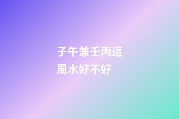 子午兼壬丙這風水好不好