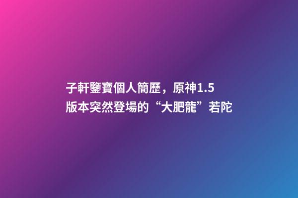 子軒鑒寶個人簡歷，原神1.5版本突然登場的“大肥龍”若陀-第1張-觀點-玄機派