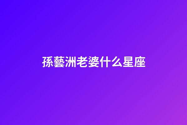 孫藝洲老婆什么星座-第1張-星座運勢-玄機派