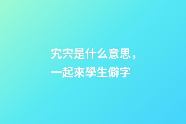 宄宍是什么意思，一起來學生僻字-第1張-觀點-玄機派