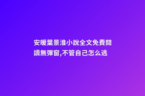 安暖葉景淮小說全文免費閱讀無彈窗,不管自己怎么逃-第1張-觀點-玄機派