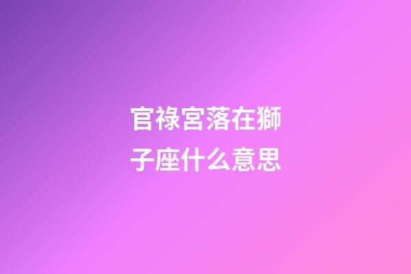 官祿宮落在獅子座什么意思-第1張-星座運勢-玄機派