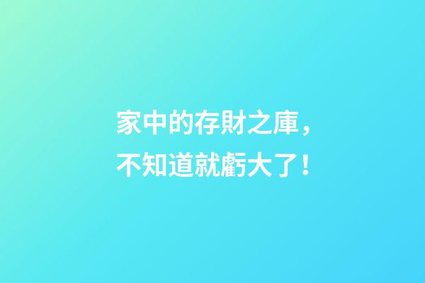 家中的存財之庫，不知道就虧大了！