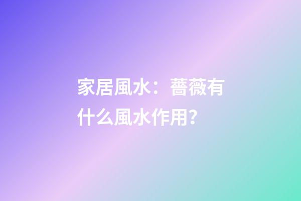 家居風水：薔薇有什么風水作用？