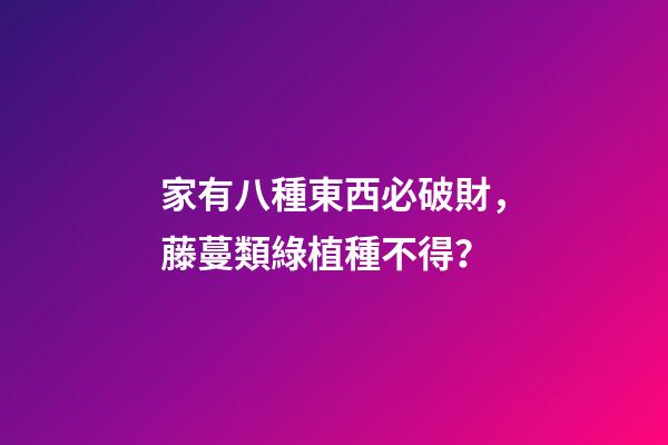 家有八種東西必破財，藤蔓類綠植種不得？