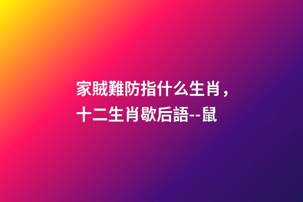 家賊難防指什么生肖，十二生肖歇后語--鼠(子鼠)-第1張-觀點-玄機派