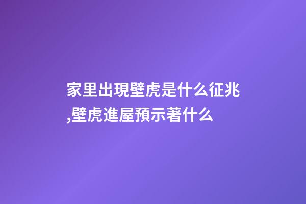 家里出現壁虎是什么征兆,壁虎進屋預示著什么