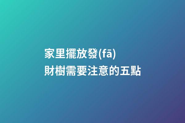 家里擺放發(fā)財樹需要注意的五點