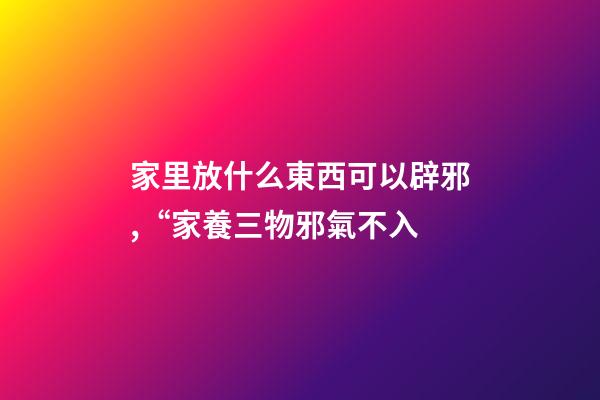 家里放什么東西可以辟邪,“家養三物邪氣不入-第1張-觀點-玄機派