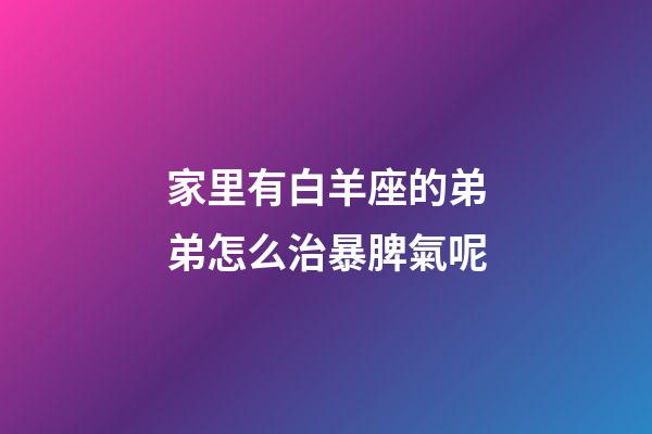 家里有白羊座的弟弟怎么治暴脾氣呢-第1張-星座運勢-玄機派